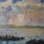 Seagulls Rock Painting