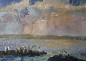 Seagulls Rock Painting